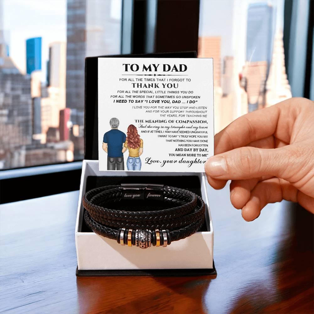 Dad Little Things You Do Leather Braided Men's Bracelet - Mallard Moon Gift Shop