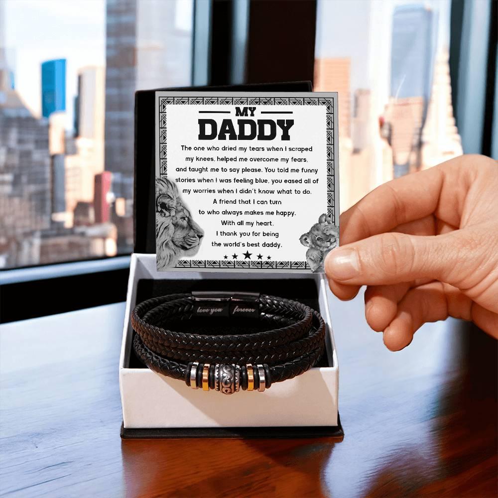 Dad Gift-The One Who Dried My Tears and Makes Me Happy-Braided Leather Men's Bracelet - Mallard Moon Gift Shop