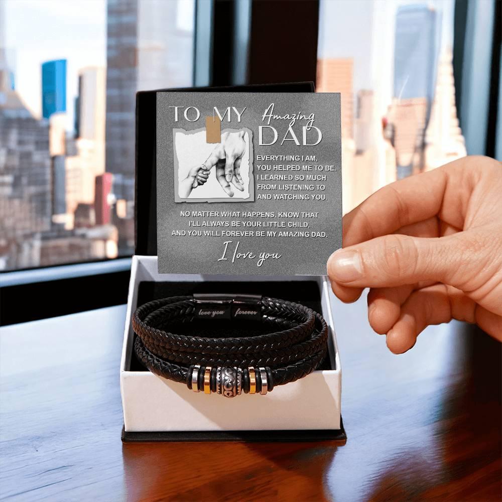 Dad Gift - I Will Always Be Your Little Child - Braided Leather Men's Bracelet - Mallard Moon Gift Shop