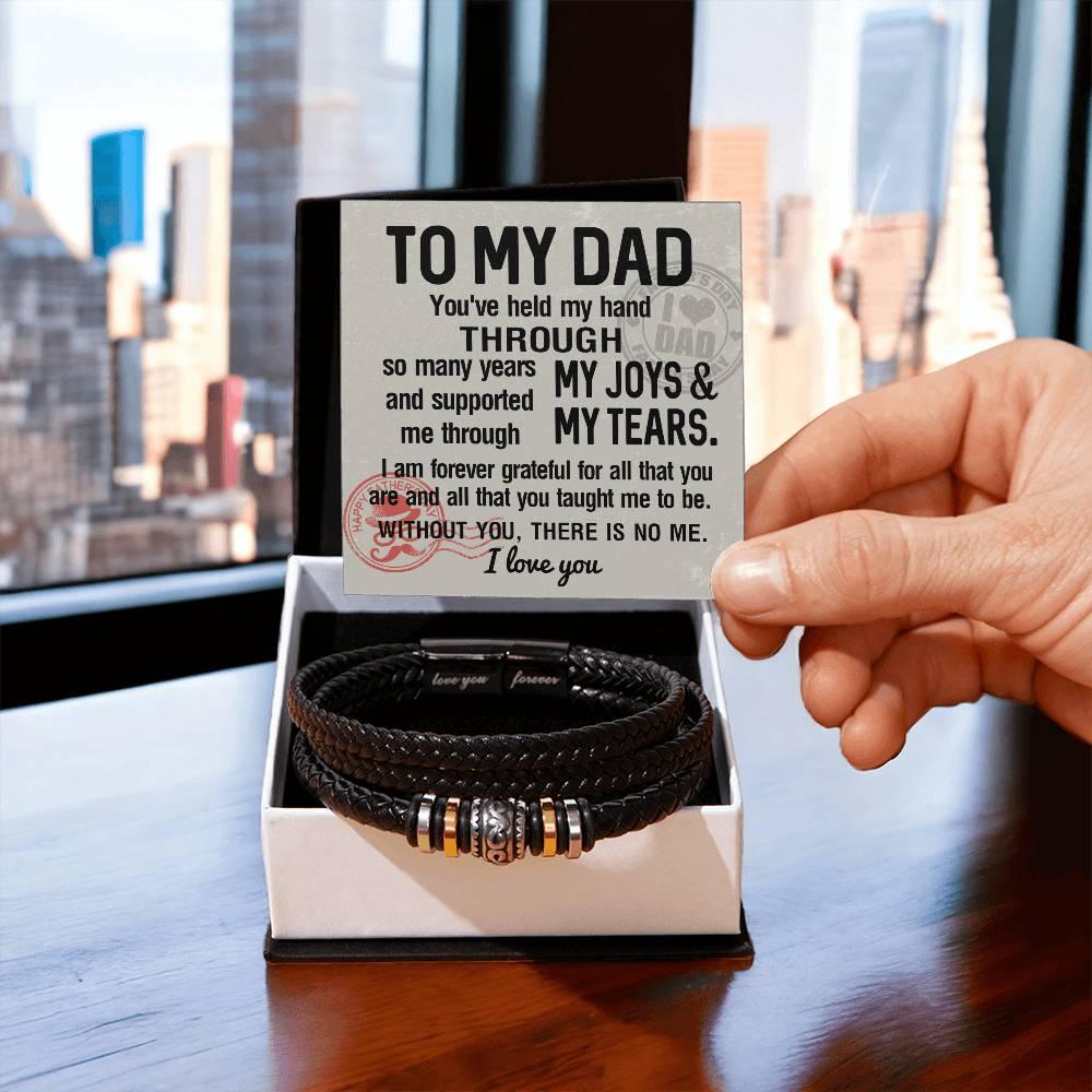 Dad Gift - You Held My Hand Through the Years - Braided Leather Men's Bracelet - Mallard Moon Gift Shop