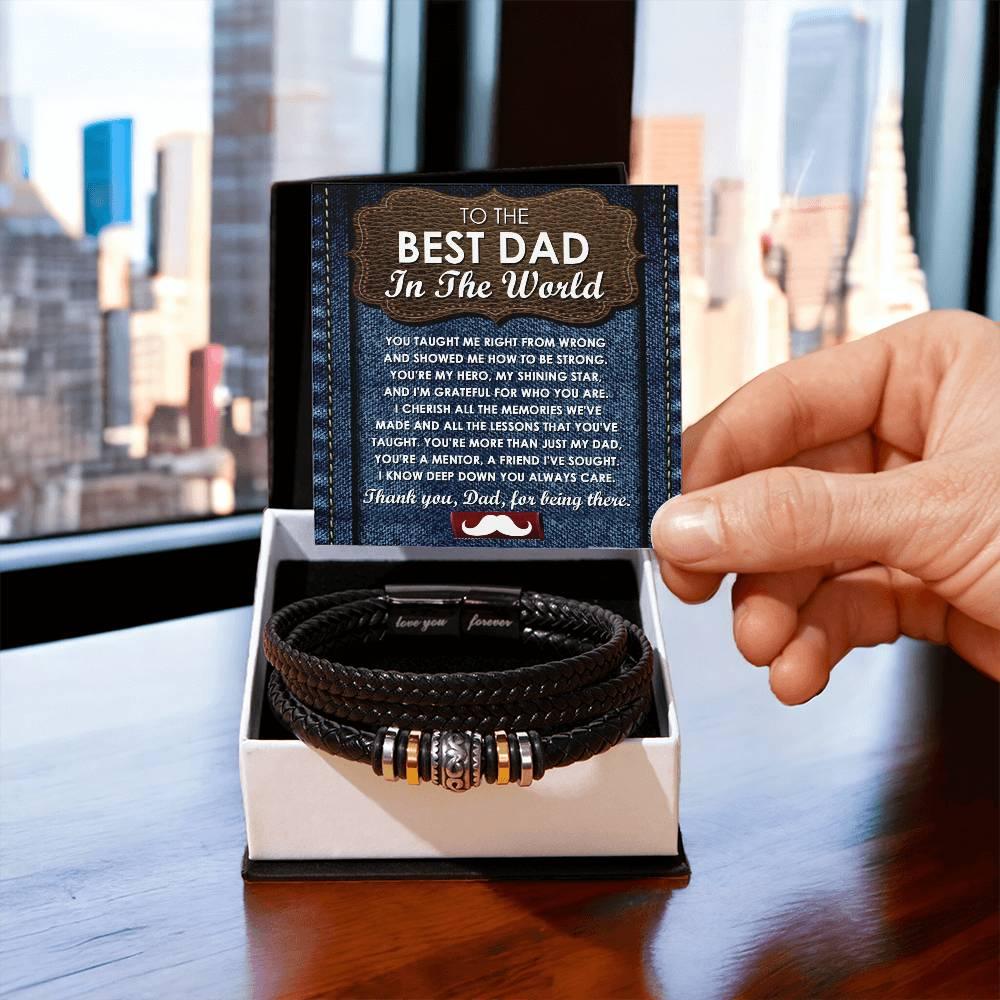 Dad Gift - You Taught Me Right from Wrong - Braided Leather Men's Bracelet - Mallard Moon Gift Shop