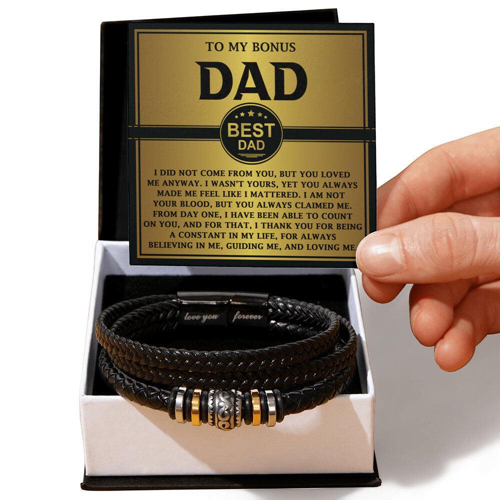 Bonus Dad Gift - Legacy of Love Men's Braided Leather Bracelet with Message Card Set - Mallard Moon Gift Shop