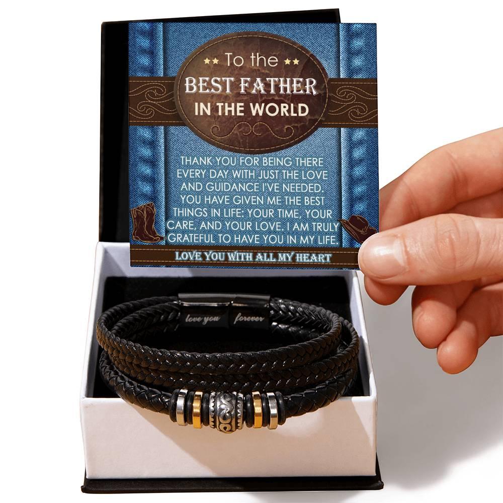Dad Gift - All My Heart Cowboy Braided Leather Men's Bracelet - Mallard Moon Gift Shop