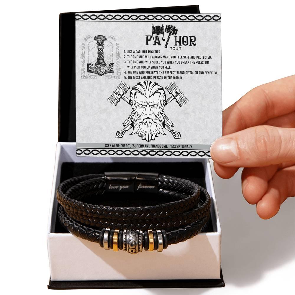Gift for Dad - Safe And Protected - Black Braided Leather Men's Bracelet - Mallard Moon Gift Shop