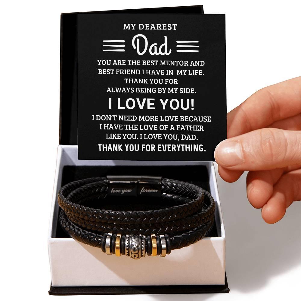 Dad My Mentor My Best Friend Leather Braided Men's Bracelet - Mallard Moon Gift Shop