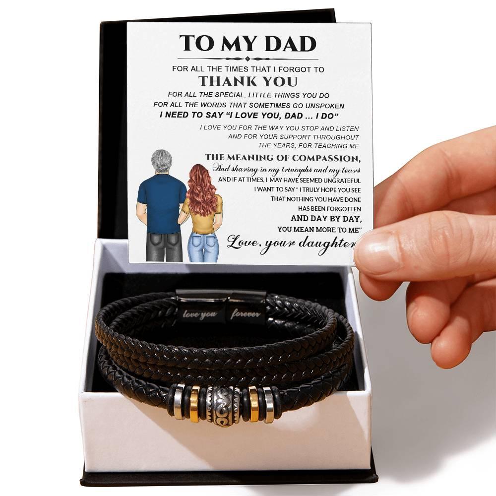 Dad Little Things You Do Leather Braided Men's Bracelet - Mallard Moon Gift Shop