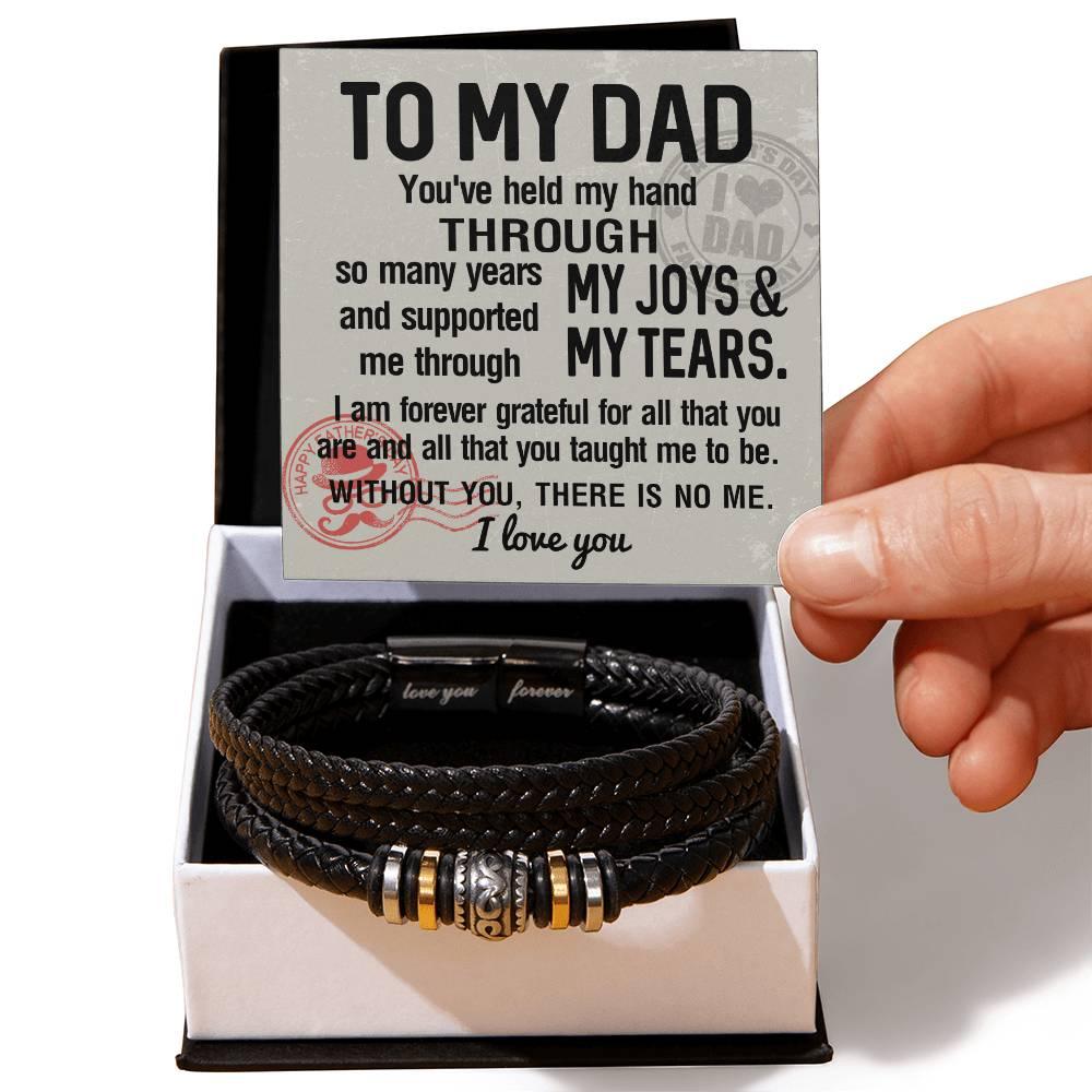 Dad Gift - You Held My Hand Through the Years - Braided Leather Men's Bracelet - Mallard Moon Gift Shop