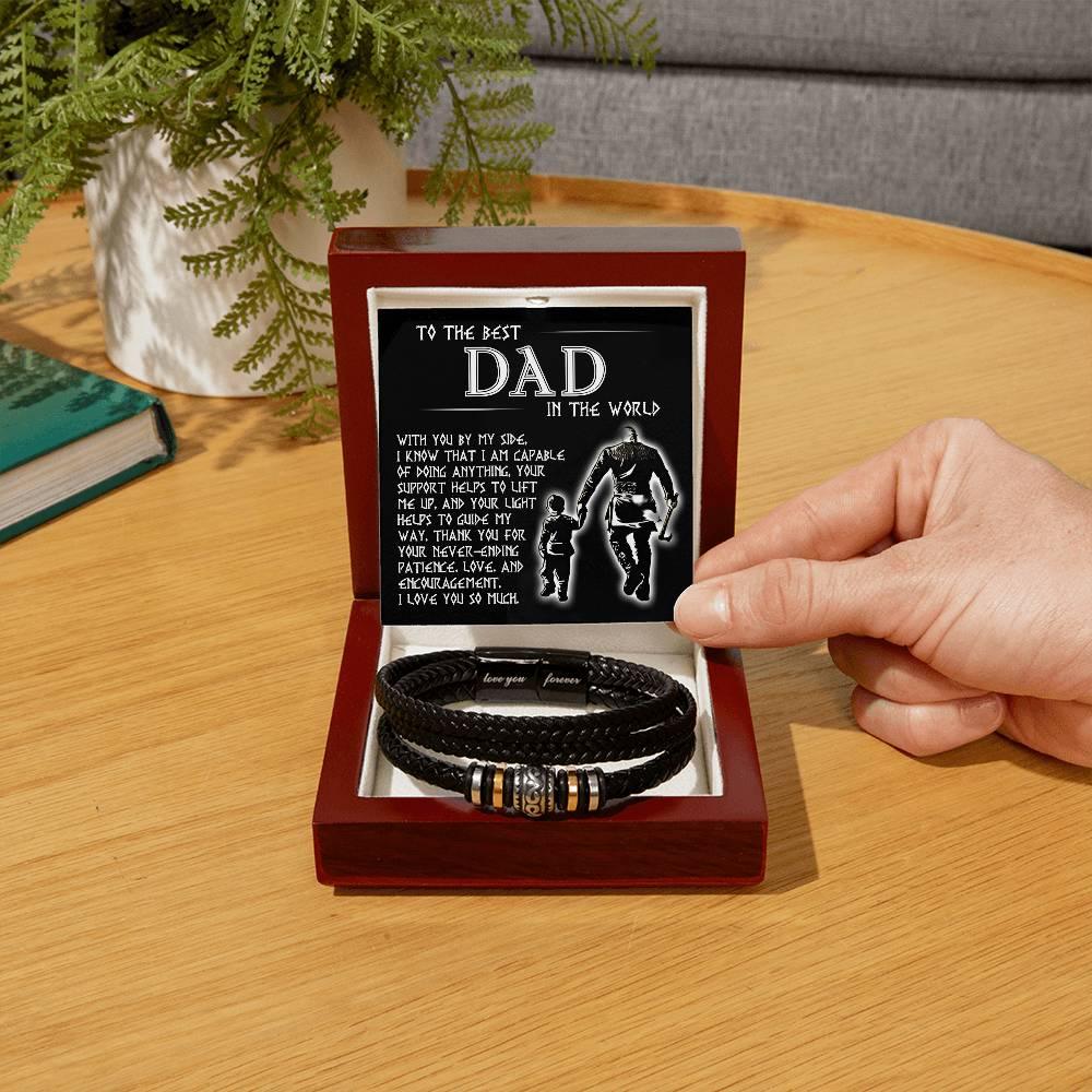 Gift for Dad Leather Bracelet Your Light Guides My Way - Mallard Moon Gift Shop