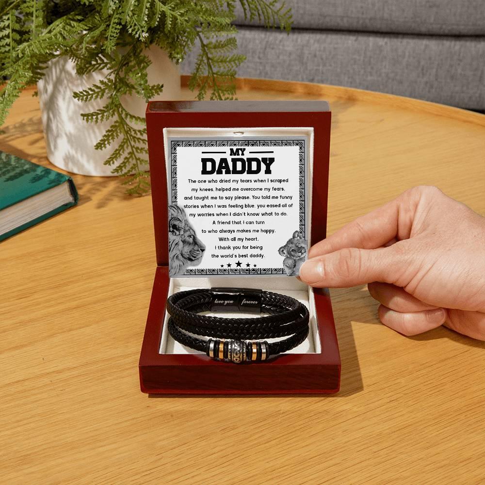 Dad Gift-The One Who Dried My Tears and Makes Me Happy-Braided Leather Men's Bracelet - Mallard Moon Gift Shop