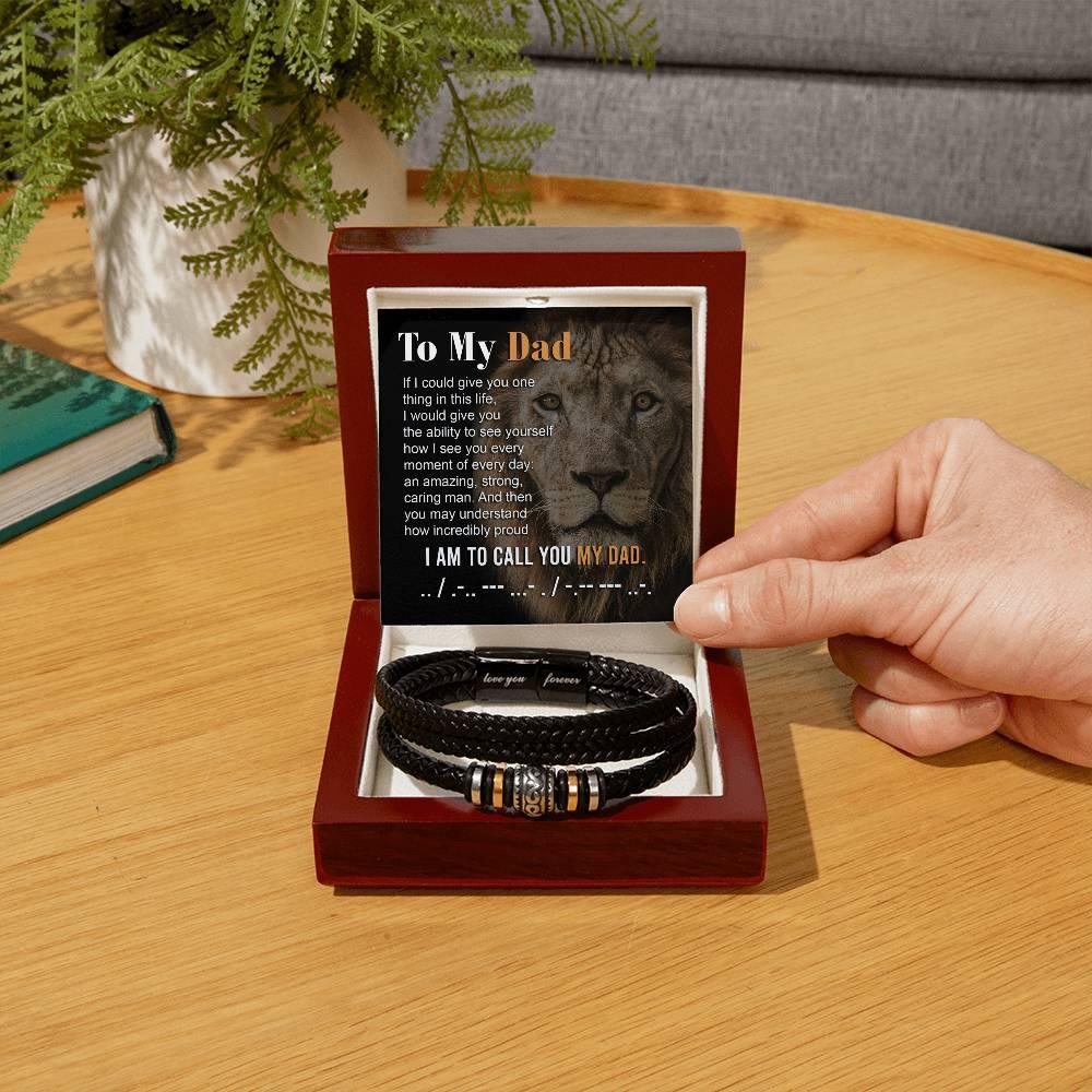 Dad Gift - I am Proud to Call You Dad - Braided Leather Men's Bracelet - Mallard Moon Gift Shop