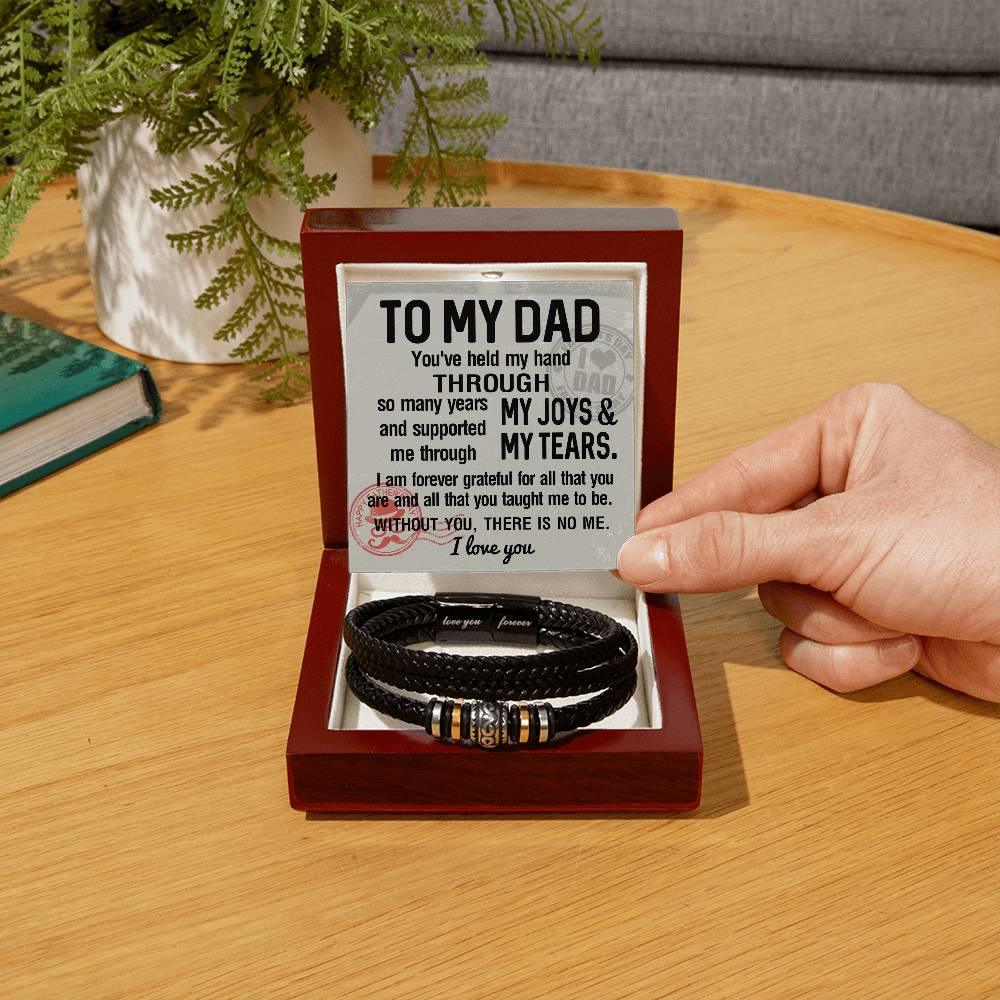 Dad Gift - You Held My Hand Through the Years - Braided Leather Men's Bracelet - Mallard Moon Gift Shop
