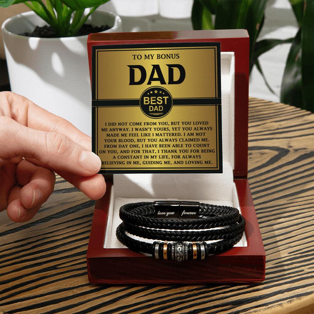 Bonus Dad Gift - Legacy of Love Men's Braided Leather Bracelet with Message Card Set - Mallard Moon Gift Shop