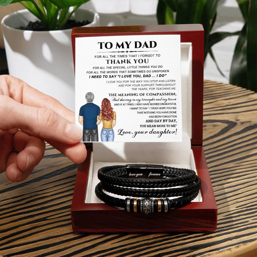 Dad Little Things You Do Leather Braided Men's Bracelet - Mallard Moon Gift Shop