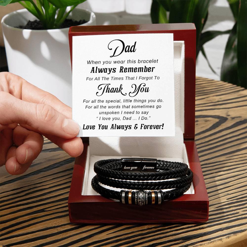 Dad Unspoken Words Leather Braided Men's Bracelet - Mallard Moon Gift Shop