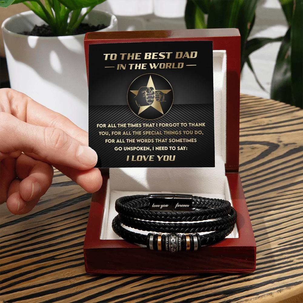 Gift for Dad - I Just Need to Say You Are the Best Dad - Leather Bracelet - Mallard Moon Gift Shop