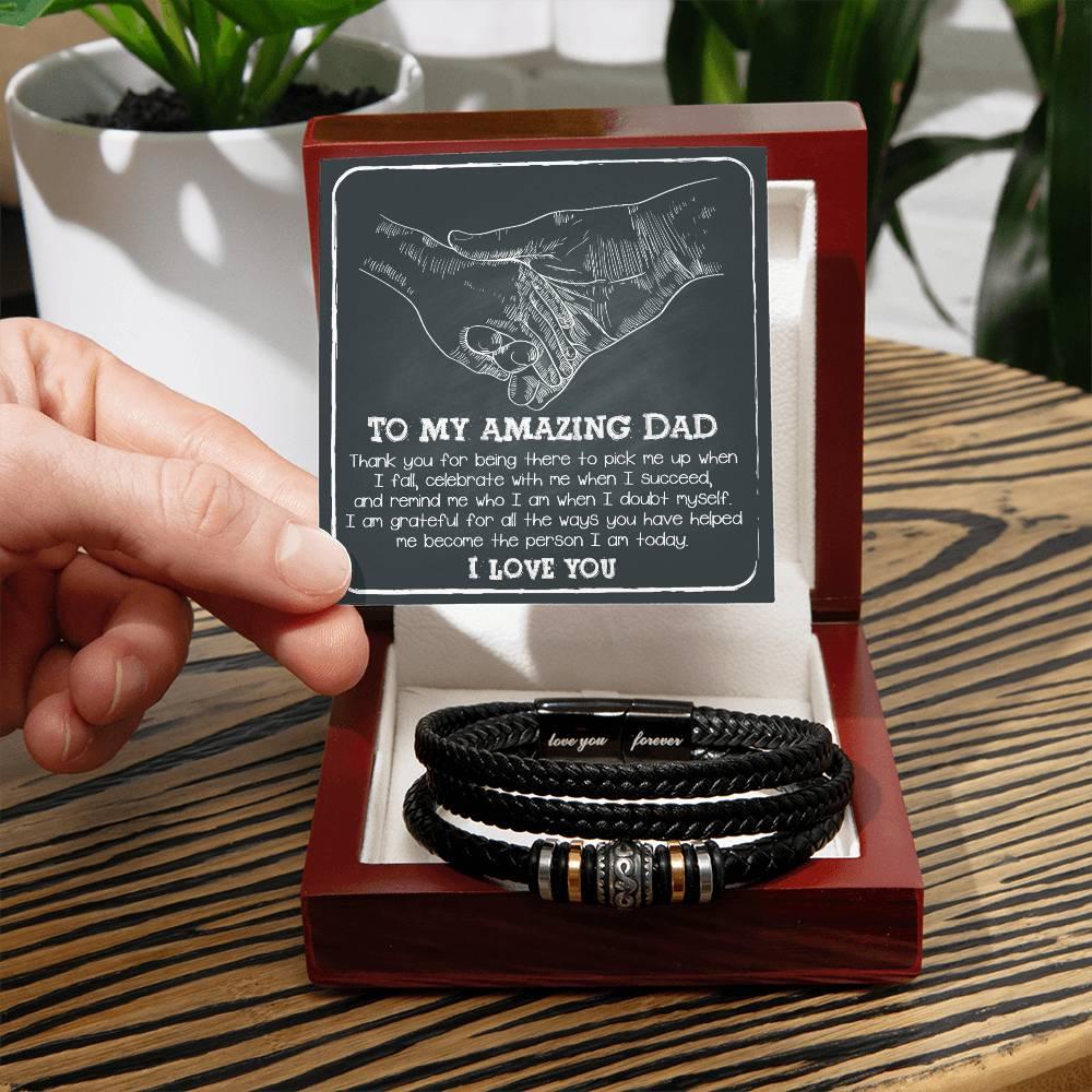 To My Amazing Dad You-Pick Me Up When I Fall Leather Bracelet Gift for Father - Mallard Moon Gift Shop