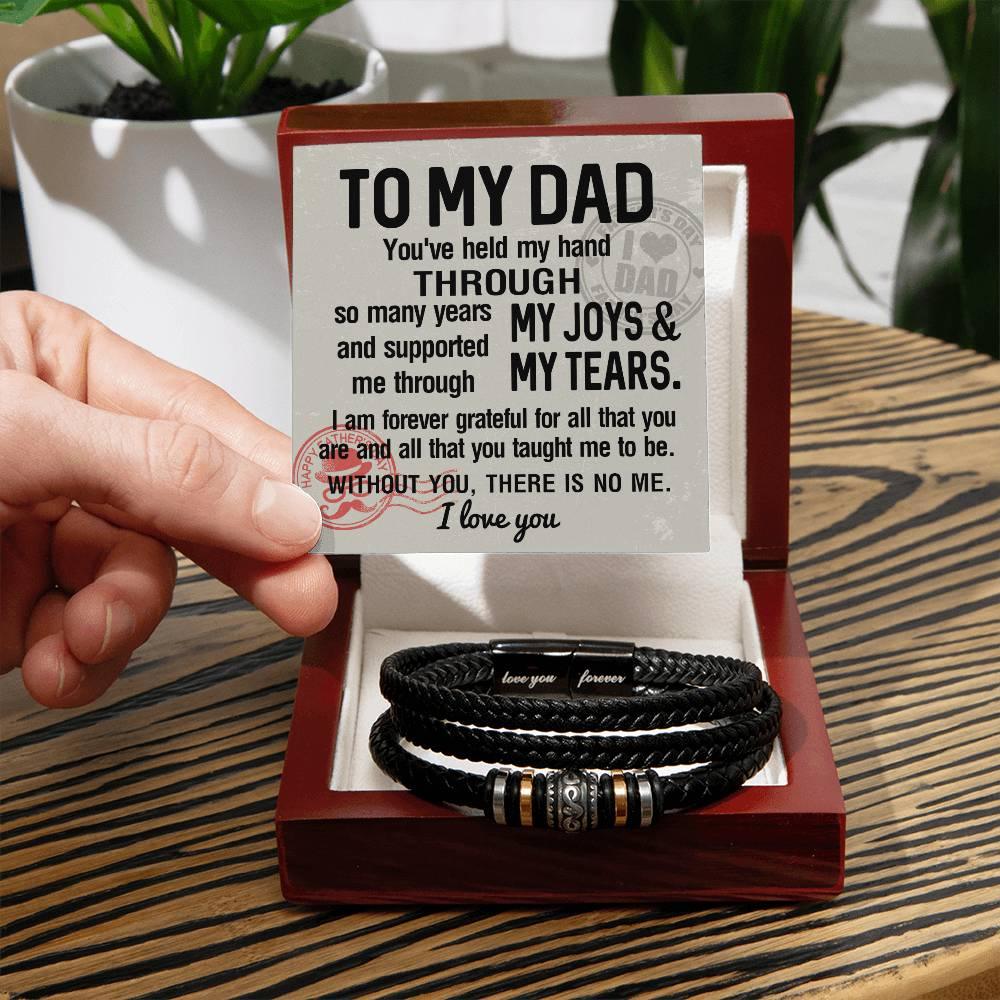 Dad Gift - You Held My Hand Through the Years - Braided Leather Men's Bracelet - Mallard Moon Gift Shop