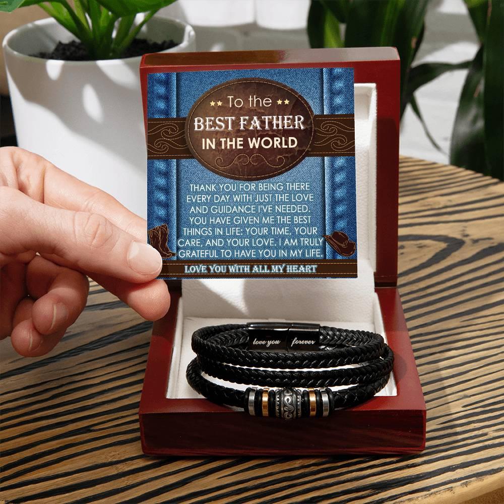 Dad Gift - All My Heart Cowboy Braided Leather Men's Bracelet - Mallard Moon Gift Shop