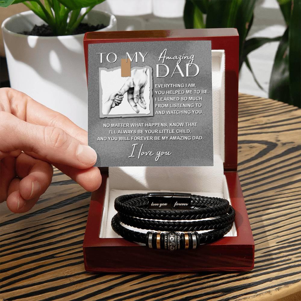 Dad Gift - I Will Always Be Your Little Child - Braided Leather Men's Bracelet - Mallard Moon Gift Shop