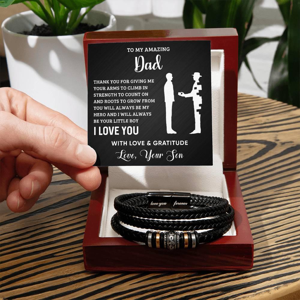 Dad Roots To Grow Leather Braided Men's Bracelet - Mallard Moon Gift Shop
