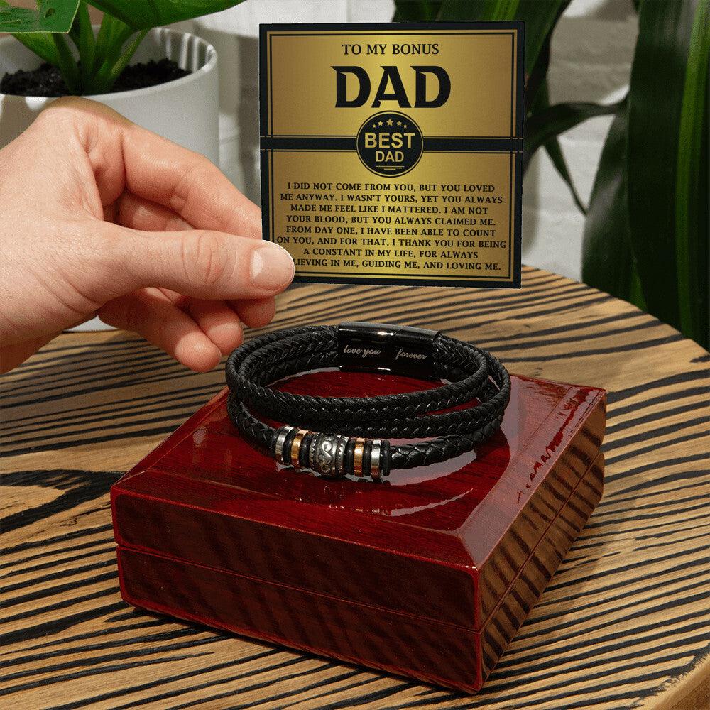 Bonus Dad Gift - Legacy of Love Men's Braided Leather Bracelet with Message Card Set - Mallard Moon Gift Shop