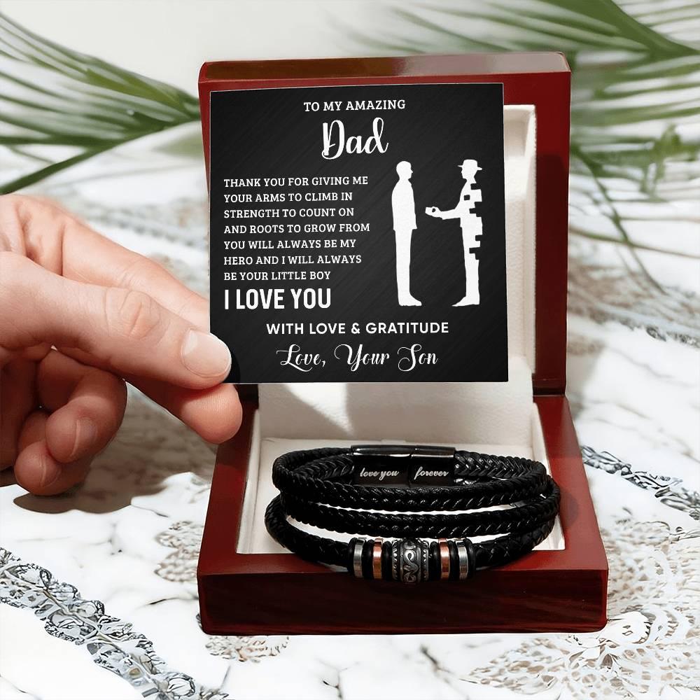 Dad Roots To Grow Leather Braided Men's Bracelet - Mallard Moon Gift Shop