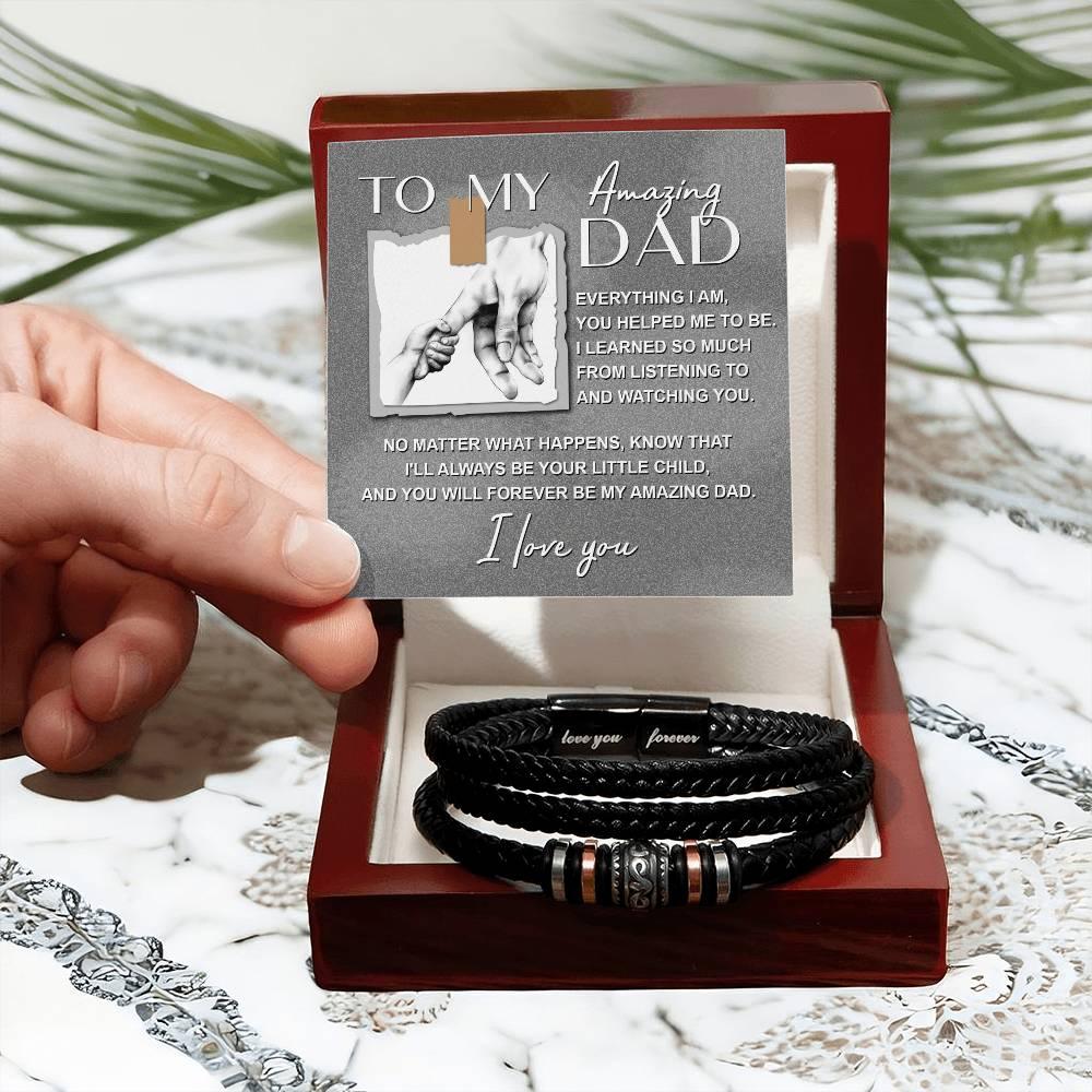 Dad Gift - I Will Always Be Your Little Child - Braided Leather Men's Bracelet - Mallard Moon Gift Shop