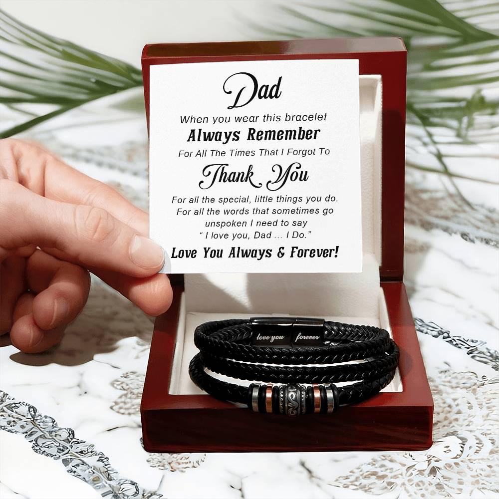 Dad Unspoken Words Leather Braided Men's Bracelet - Mallard Moon Gift Shop