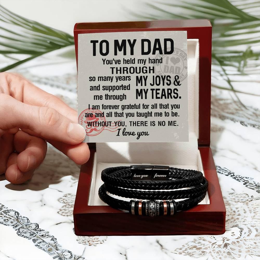 Dad Gift - You Held My Hand Through the Years - Braided Leather Men's Bracelet - Mallard Moon Gift Shop