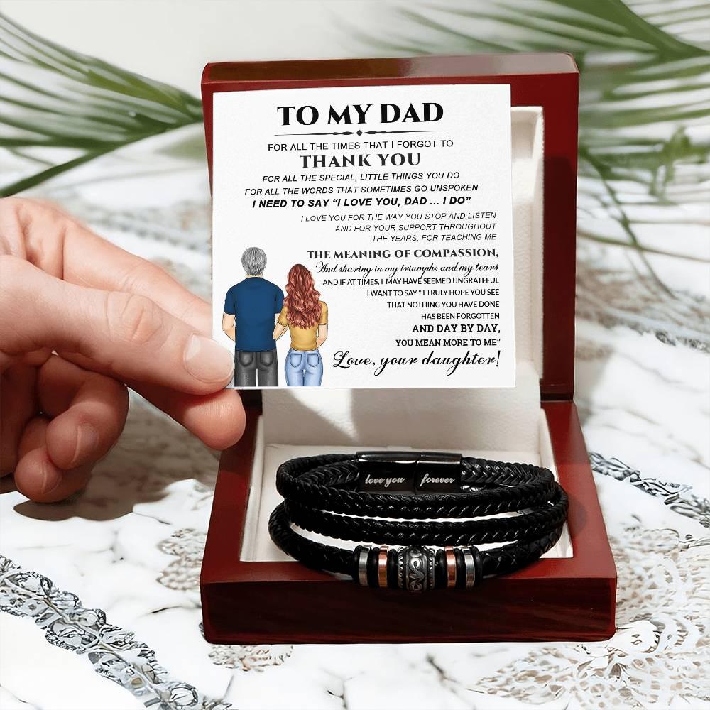 Dad Little Things You Do Leather Braided Men's Bracelet - Mallard Moon Gift Shop