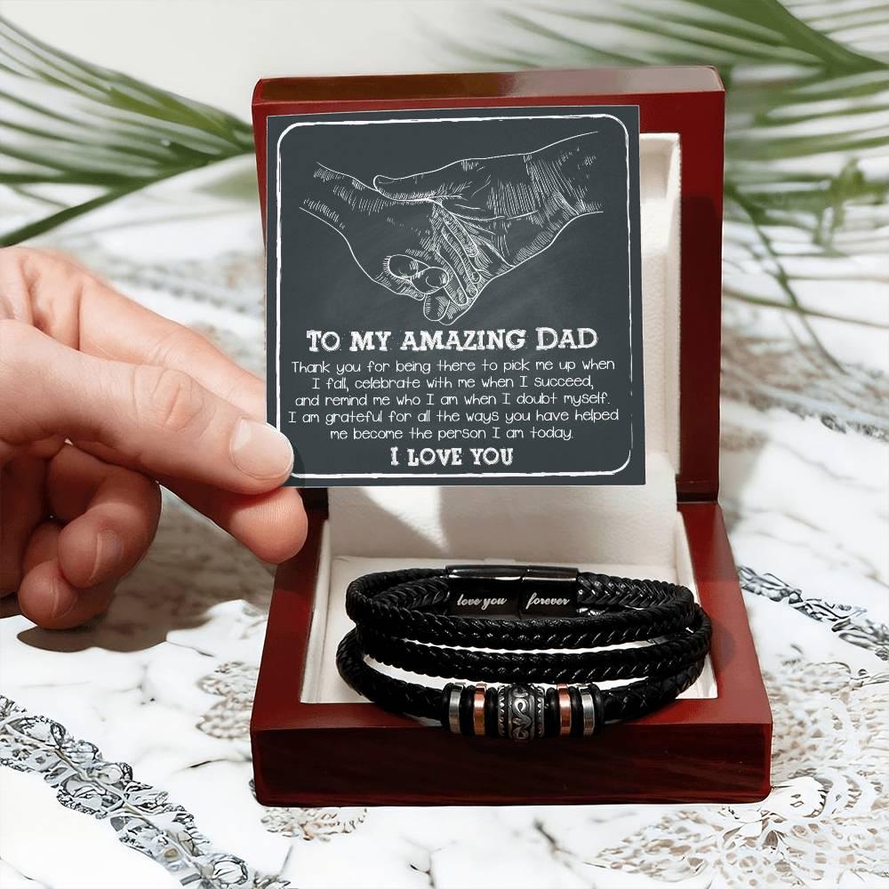 To My Amazing Dad You-Pick Me Up When I Fall Leather Bracelet Gift for Father - Mallard Moon Gift Shop