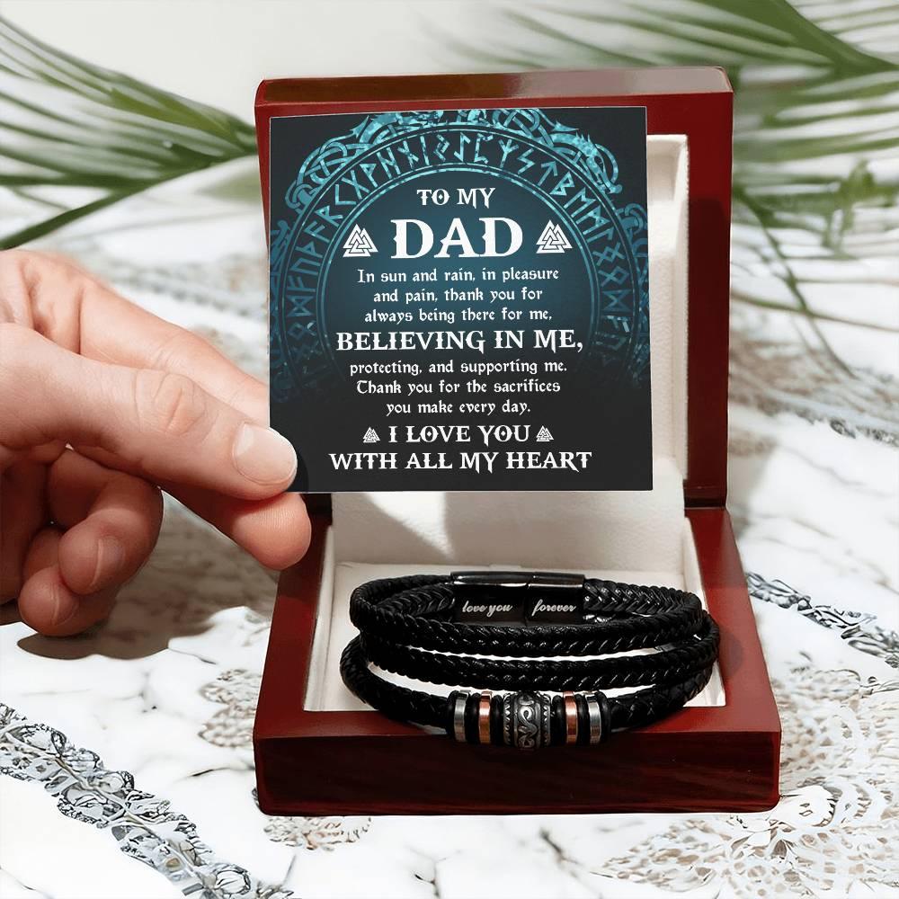 Dad - Pleasure And Pain Leather Braided Men's Bracelet - Mallard Moon Gift Shop