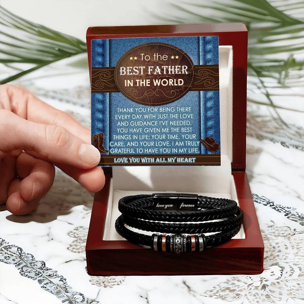 Dad Gift - All My Heart Cowboy Braided Leather Men's Bracelet - Mallard Moon Gift Shop