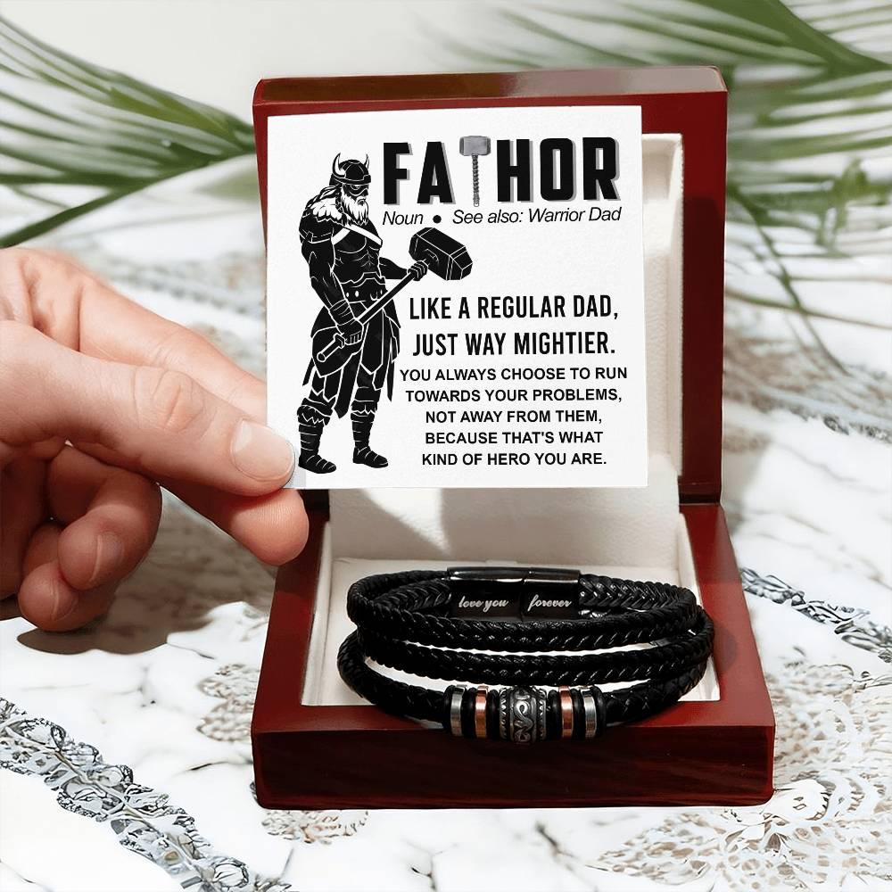 Dad - My Warrior Leather Braided Men's Bracelet - Mallard Moon Gift Shop