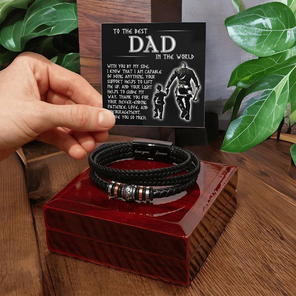 Gift for Dad Leather Bracelet Your Light Guides My Way - Mallard Moon Gift Shop