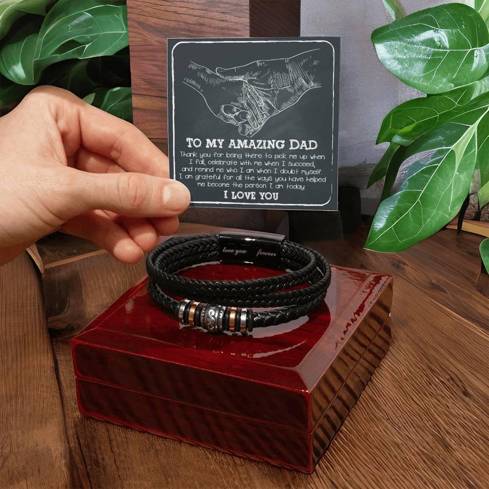 To My Amazing Dad You-Pick Me Up When I Fall Leather Bracelet Gift for Father - Mallard Moon Gift Shop