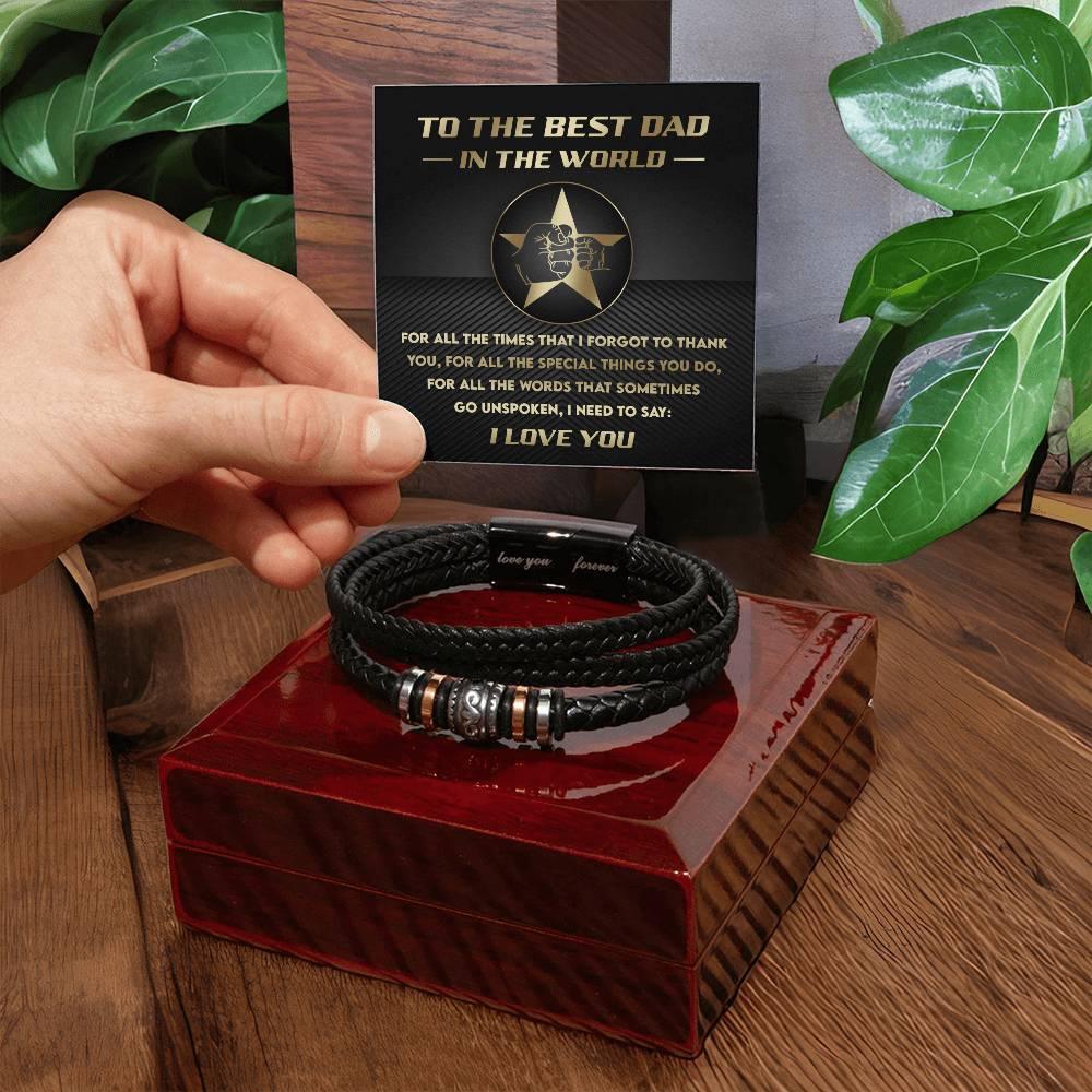 Gift for Dad - I Just Need to Say You Are the Best Dad - Leather Bracelet - Mallard Moon Gift Shop