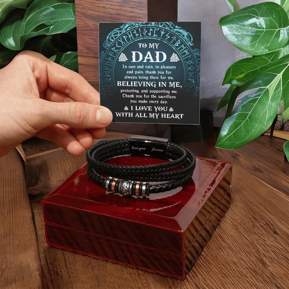 Gift for Dad - In Sun and Rain, Pleasure and Pain Men's Braided Leather Bracelet - Mallard Moon Gift Shop