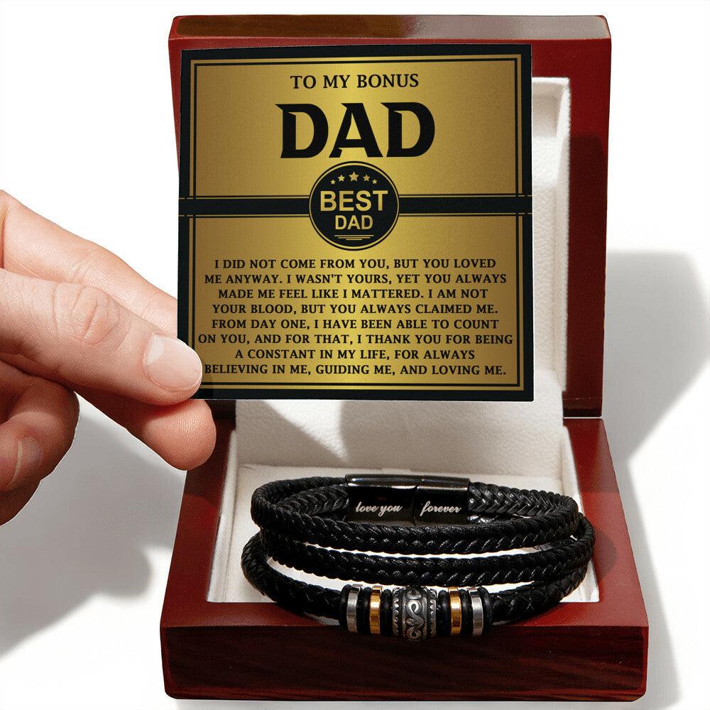 Bonus Dad Gift - Legacy of Love Men's Braided Leather Bracelet with Message Card Set - Mallard Moon Gift Shop
