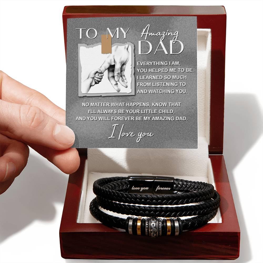 Dad Gift - I Will Always Be Your Little Child - Braided Leather Men's Bracelet - Mallard Moon Gift Shop