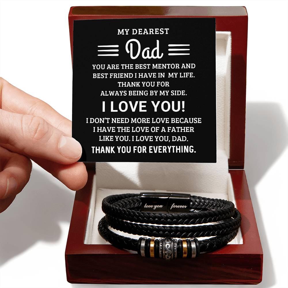 Dad My Mentor My Best Friend Leather Braided Men's Bracelet - Mallard Moon Gift Shop
