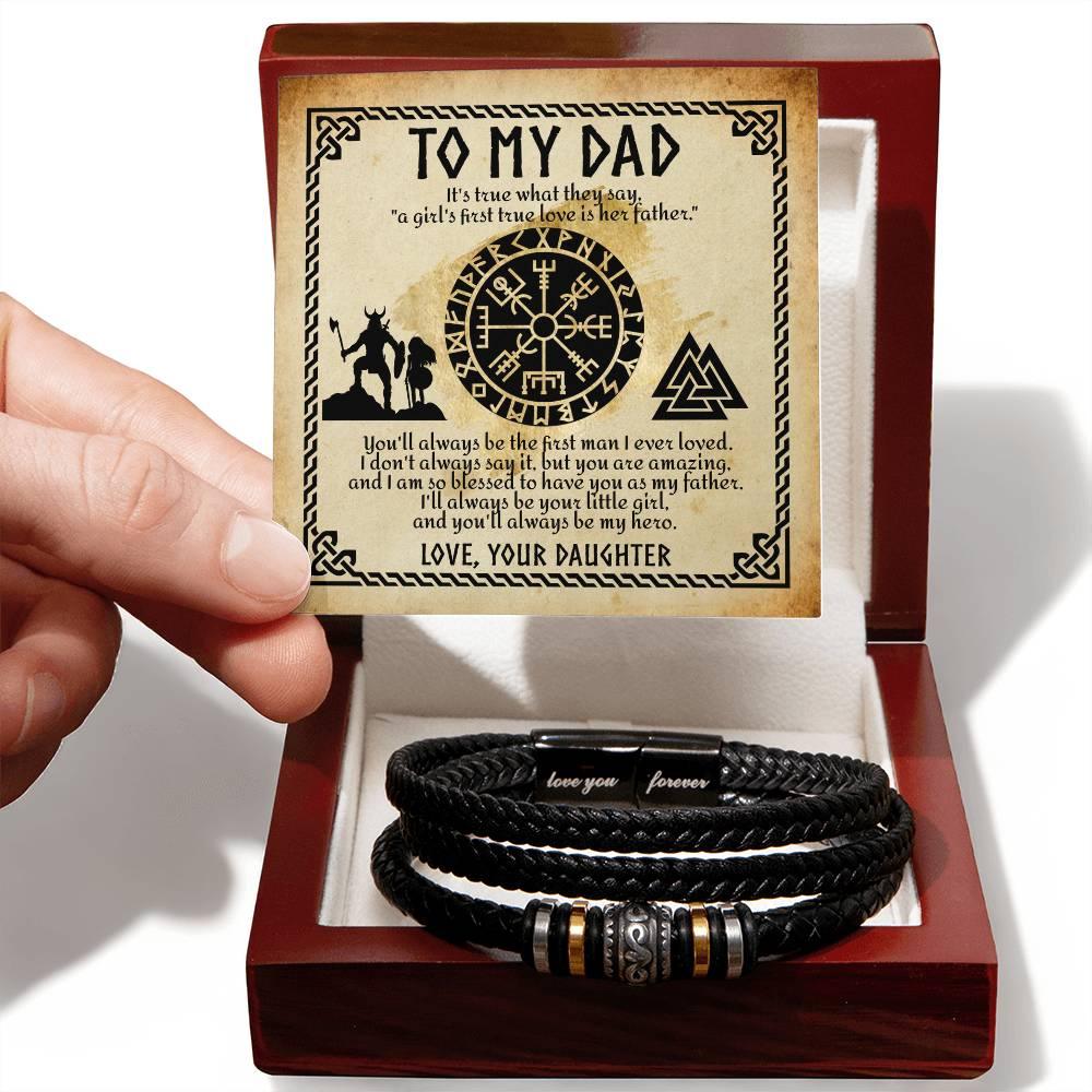 To My Dad - A Girl's First Love is Her Father Leather Bracelet - Mallard Moon Gift Shop