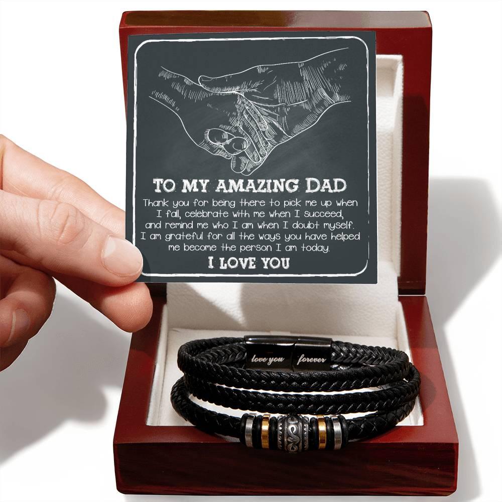 To My Amazing Dad You-Pick Me Up When I Fall Leather Bracelet Gift for Father - Mallard Moon Gift Shop