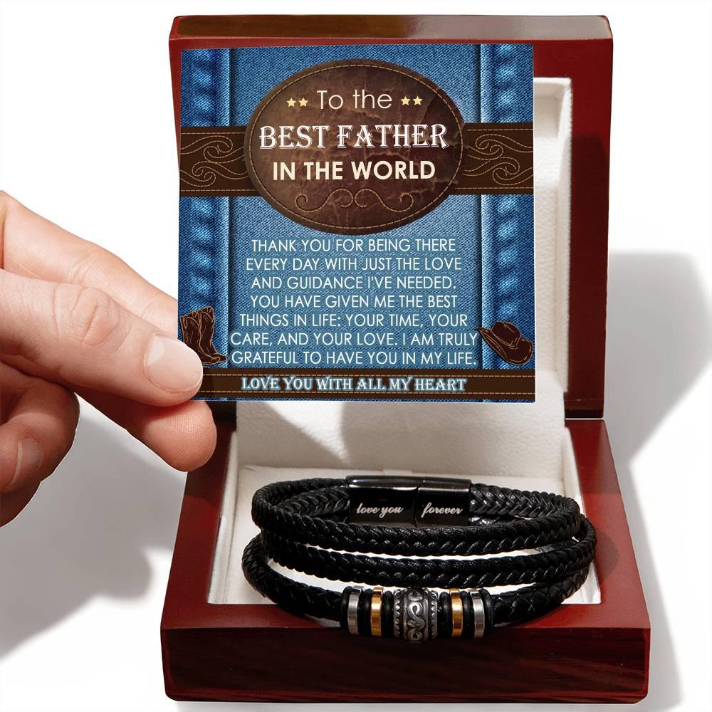 Dad Gift - All My Heart Cowboy Braided Leather Men's Bracelet - Mallard Moon Gift Shop