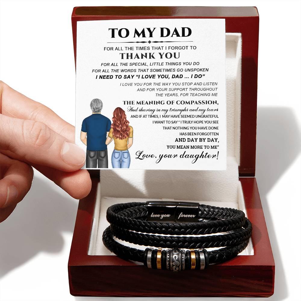 Dad Little Things You Do Leather Braided Men's Bracelet - Mallard Moon Gift Shop