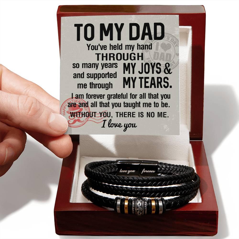 Dad Gift - You Held My Hand Through the Years - Braided Leather Men's Bracelet - Mallard Moon Gift Shop