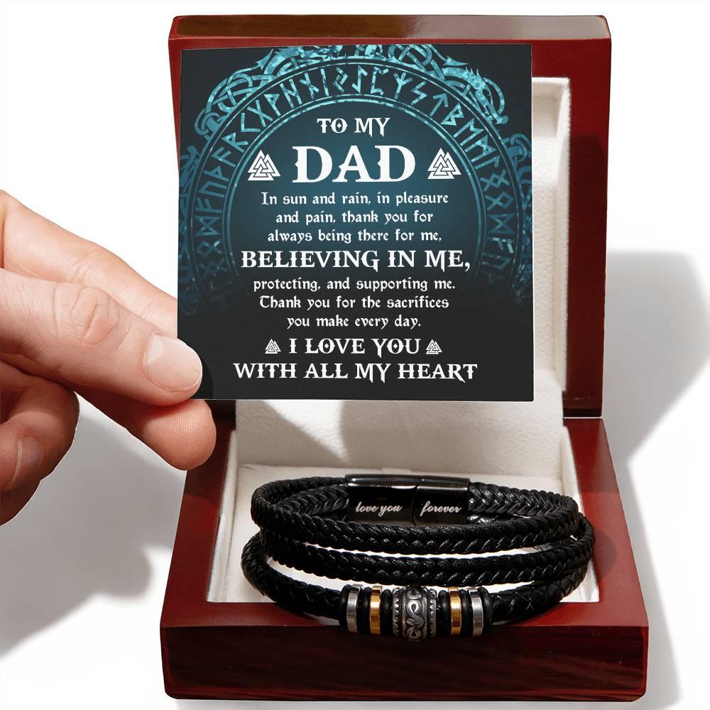 Gift for Dad - In Sun and Rain, Pleasure and Pain Men's Braided Leather Bracelet - Mallard Moon Gift Shop
