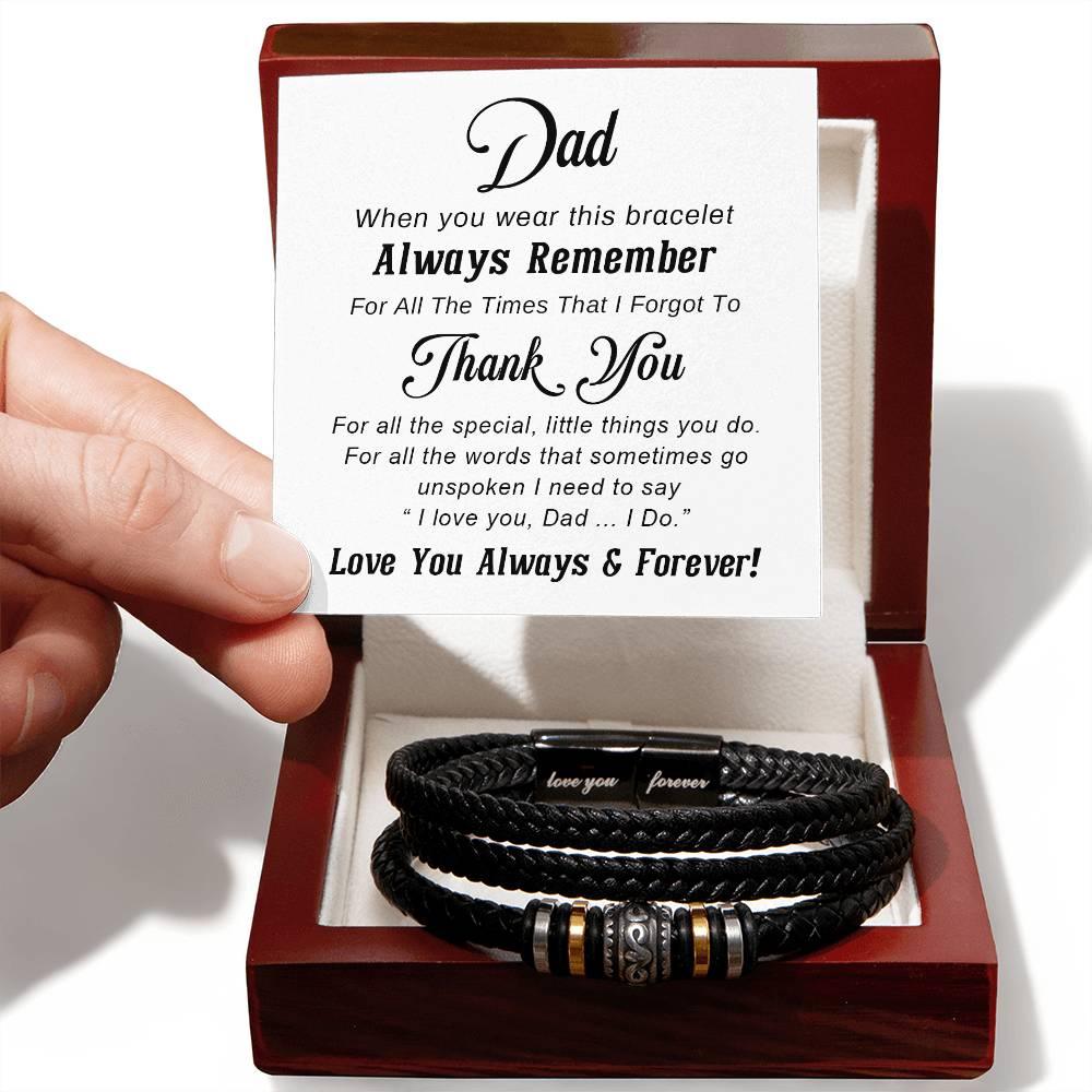 Dad Unspoken Words Leather Braided Men's Bracelet - Mallard Moon Gift Shop