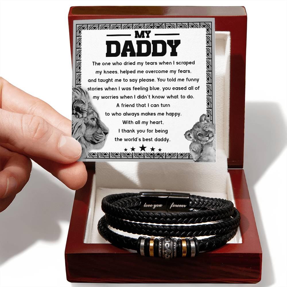 Dad Gift-The One Who Dried My Tears and Makes Me Happy-Braided Leather Men's Bracelet - Mallard Moon Gift Shop