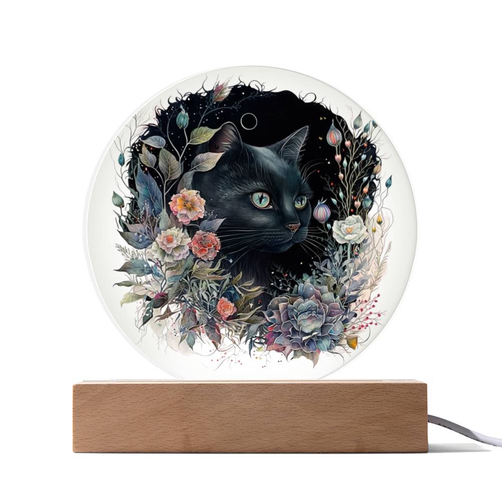 Moonlit Mystery: Black Cat Acrylic Plaque Showcase - Mallard Moon Gift Shop